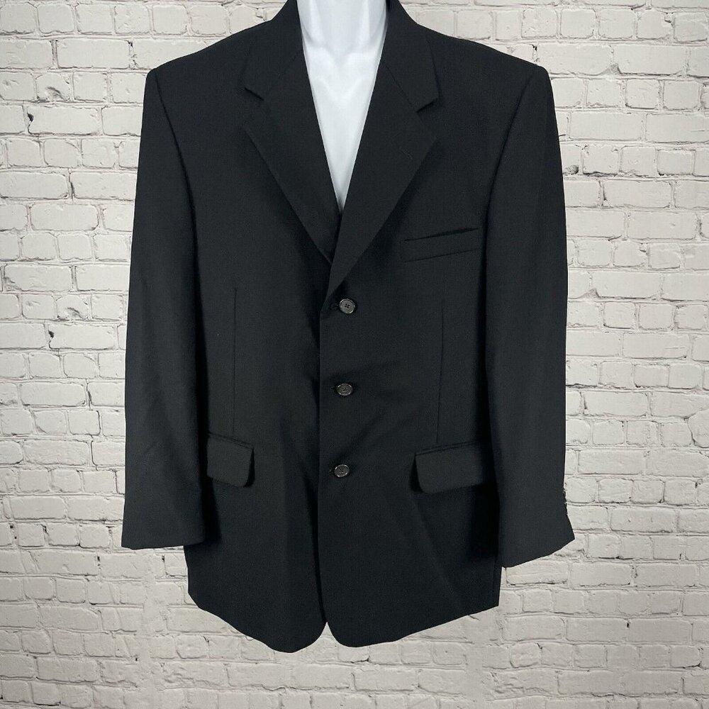 Fioravanti Black Soft Suit Blazer Jacket 3 Button Lined Made In USA Size 44